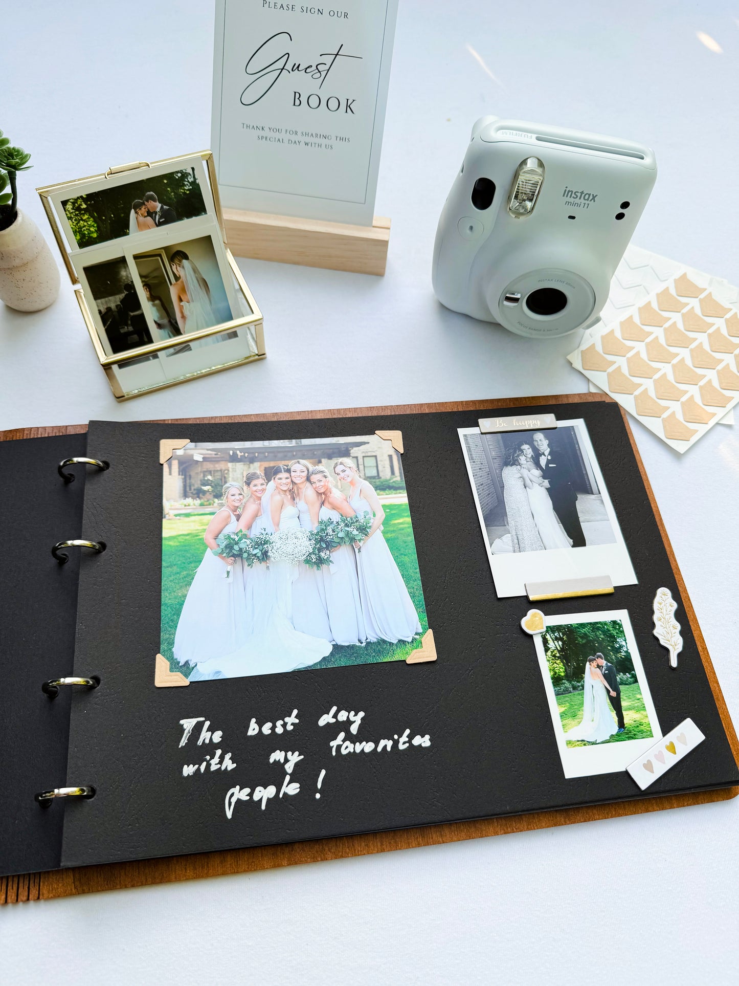 Wooden personalized photo album Wedding anniversary scrapbook gift
