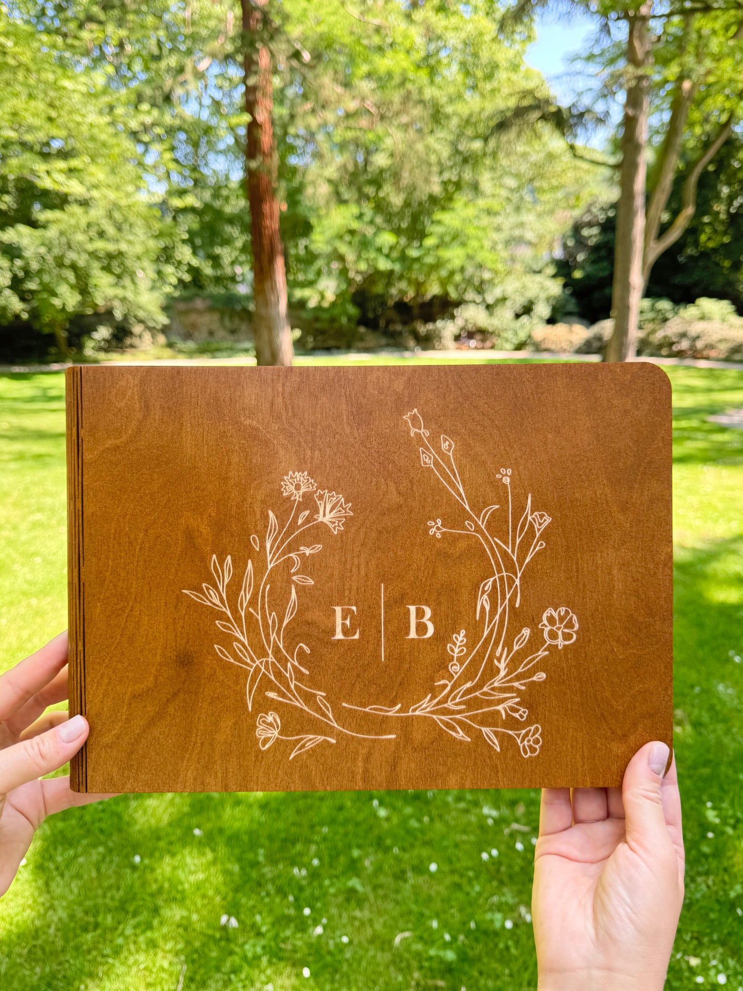 Wooden personalized photo album Wedding anniversary scrapbook gift