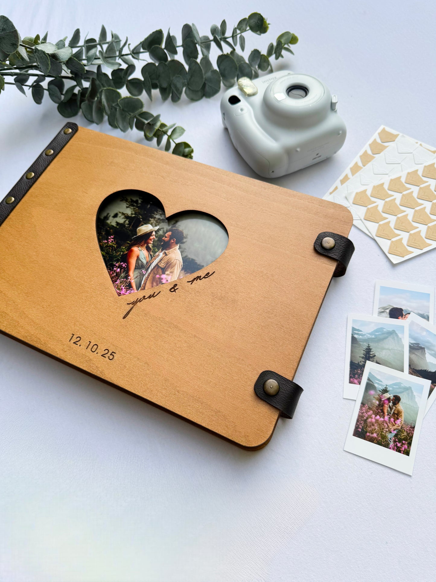 Wooden Photo Album with Heart – Personalized Scrapbook Gift