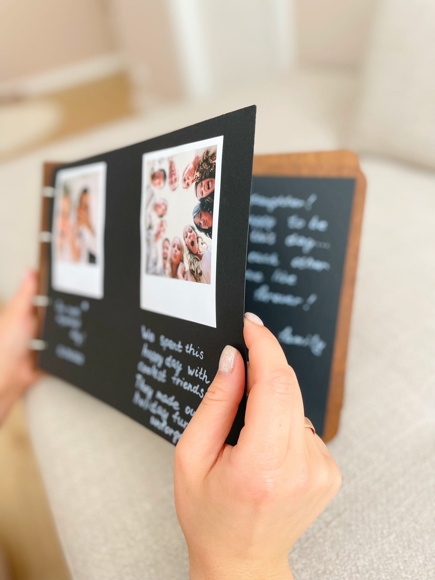 Wooden personalized photo album Wedding anniversary scrapbook gift