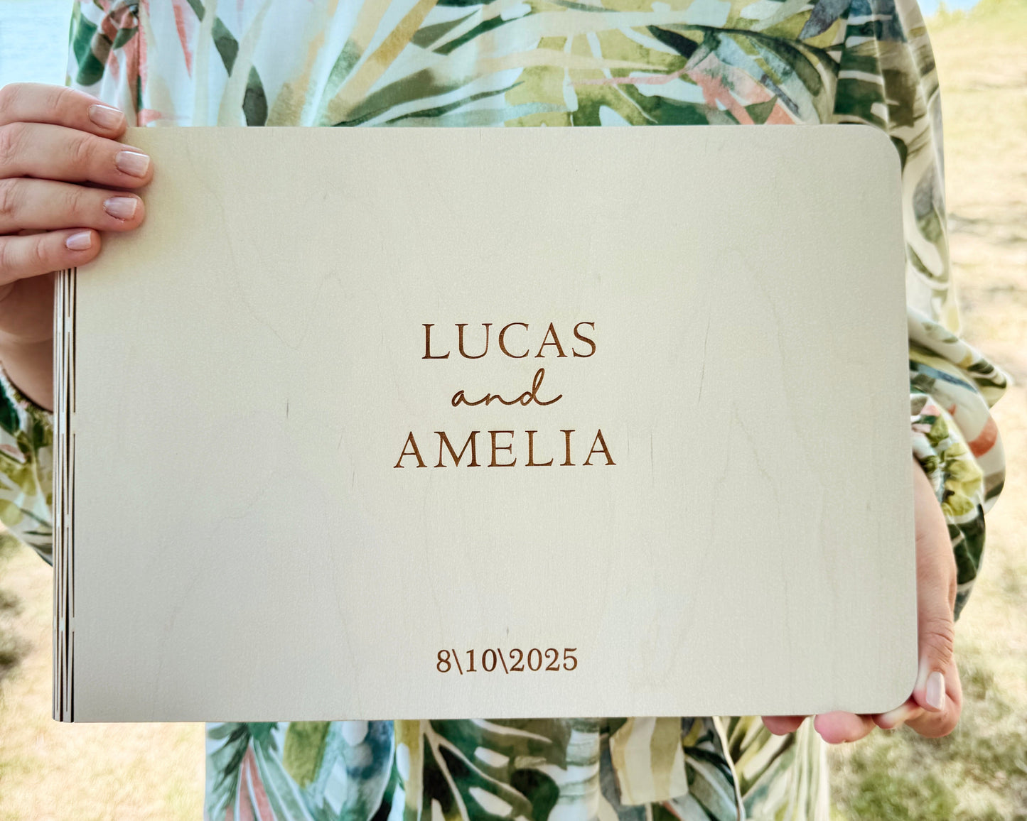 Polaroid wedding guest book Personalized wooden photo album keepsake gift