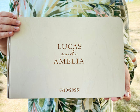 Polaroid wedding guest book Personalized wooden photo album keepsake gift