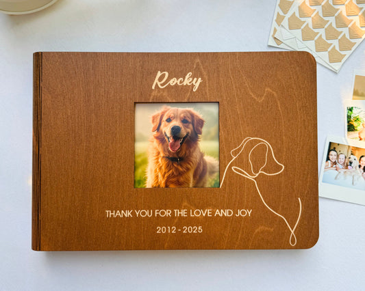 Dog scrapbook album Wooden personalized pet memorial gift